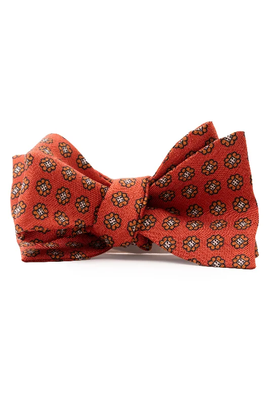 Rust Orange Printed Silk Bow Tie