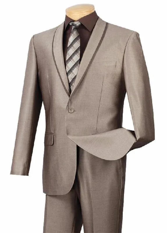 Palazzo Collection - Beige Men's Slim Fit 2 Piece Tuxedo Shawl Lapel