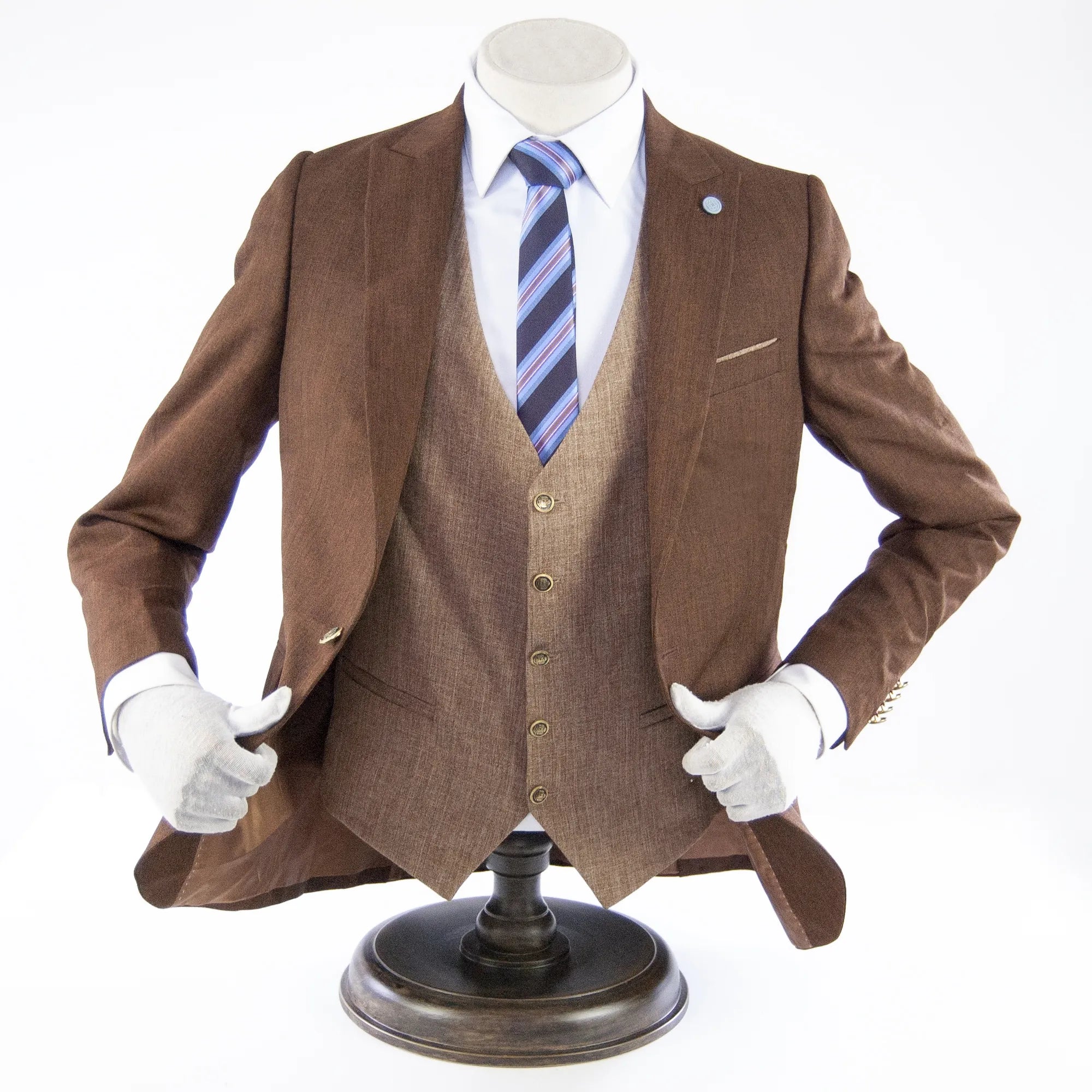 Brown Twill Designer 3-Piece Suit