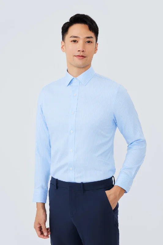 Wrinkle-Free Dobby Dress Shirt | Blue Stripes 8301NZ