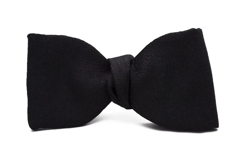 Small Black Single-End Silk Moiré Bow Tie