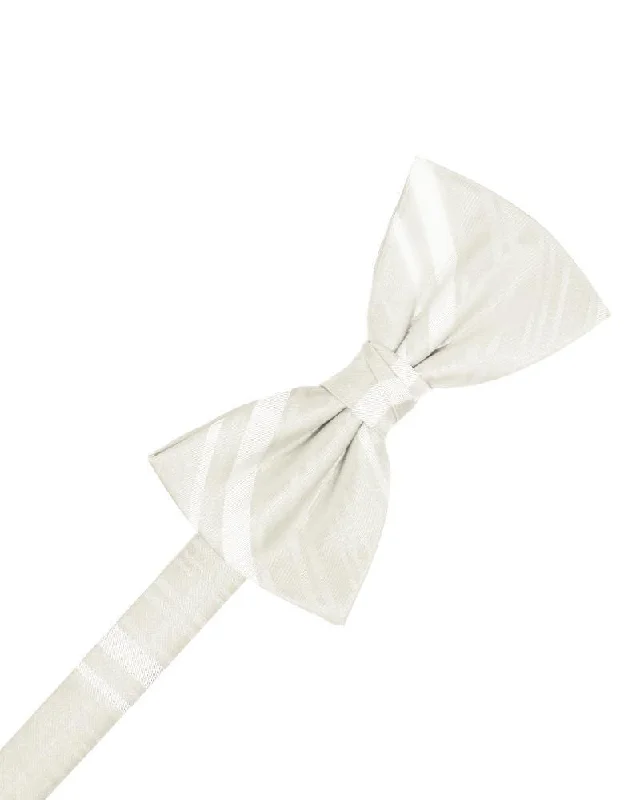 Ivory Striped Satin Bow Tie