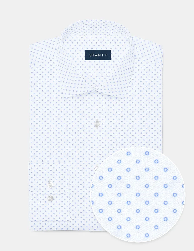 Performance Twill - Carolina Blue Circle Print