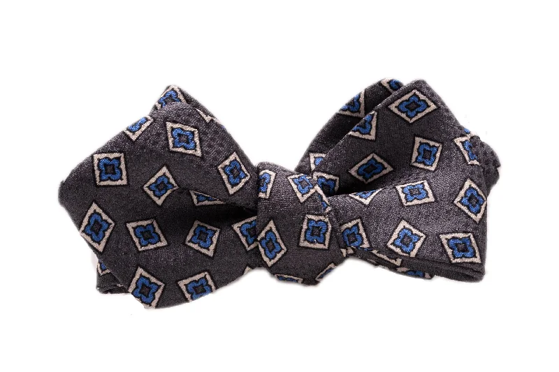 Battleship Gray & Blue Silk Jacquard Bow Tie