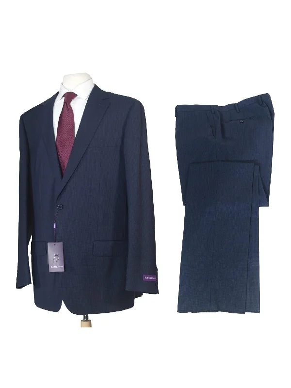 Napoli Mens 48L Blue Check 100% Wool 2 Piece Classic Fit Suit