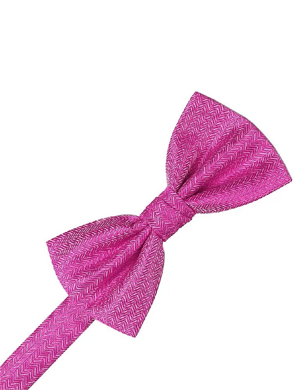 Fuchsia Herringbone Bow Tie