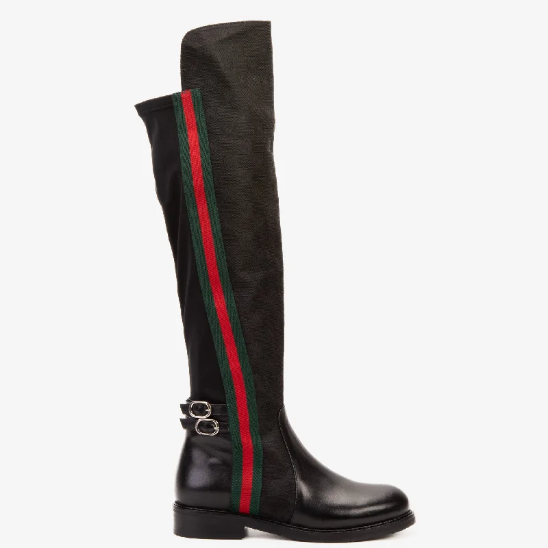 The Gallant Black Leather Knee-High Boot