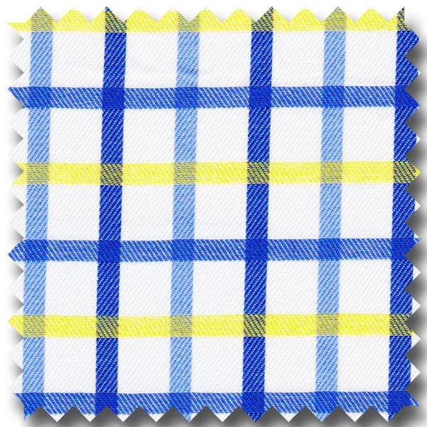 Bue And Yellow Check - Custom Dress Shirt