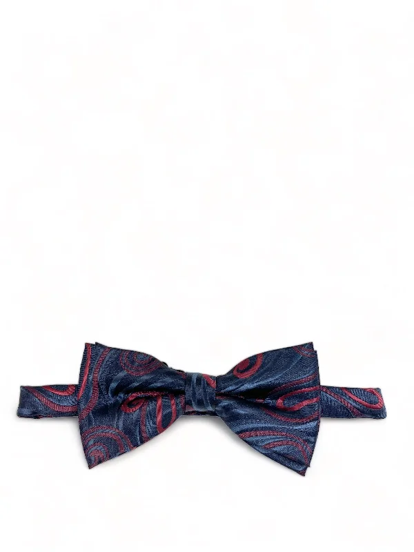 Navy Red Wild Paisley Design Bow Tie