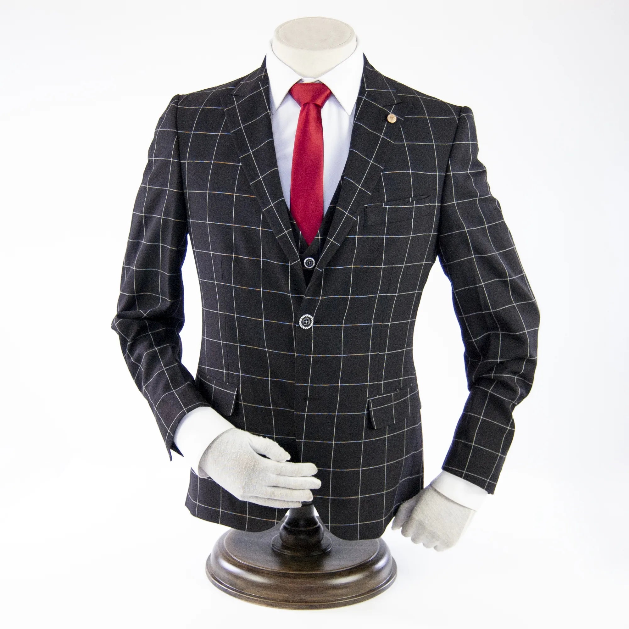 Black Checked 3-Piece Slim-Fit Suit