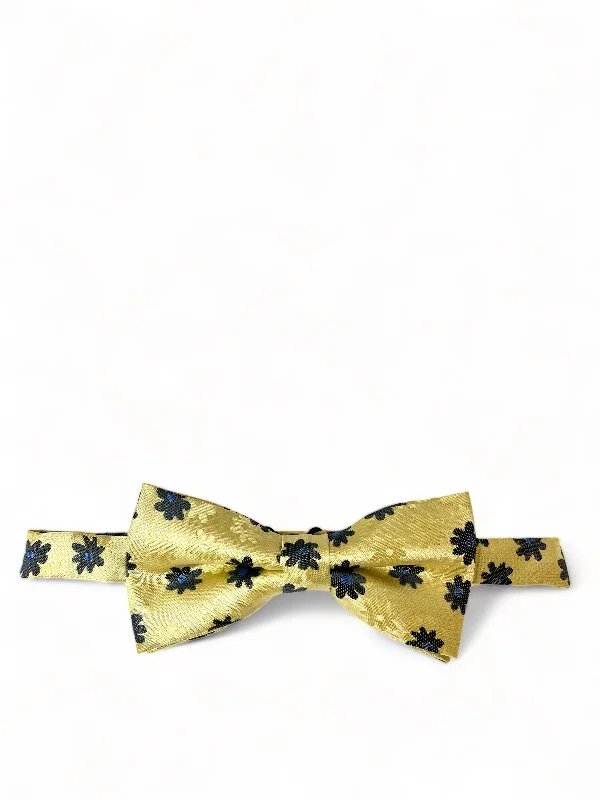 Yellow Floral Patterned Bow Tie