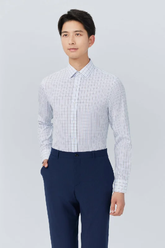 Wrinkle-Free Poplin Dress Shirt | White Multi-Check 25676N