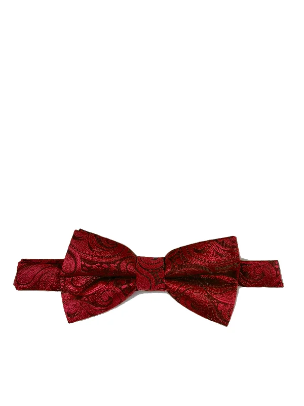 Burgundy Red Paisley Bow Tie