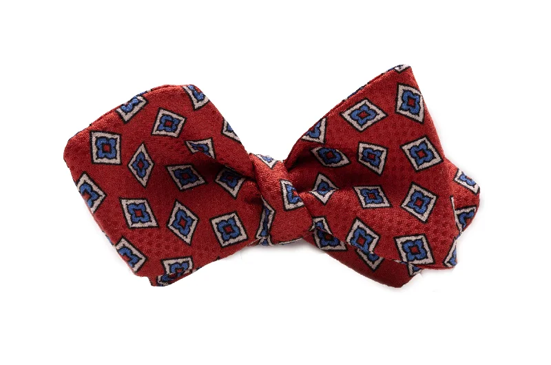 Orange Red Diamond Pattern Jacquard Woven Bow Tie