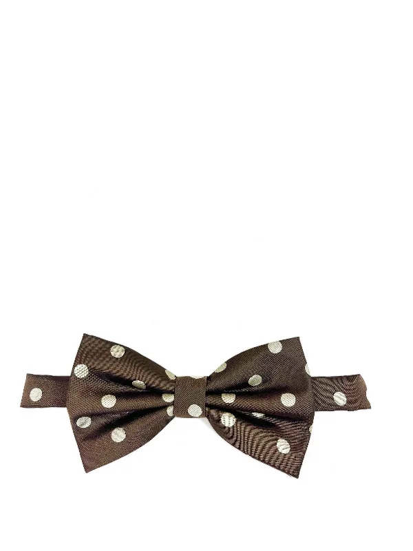 Coffee Brown Polka Dot Bow Tie and Pocket Square