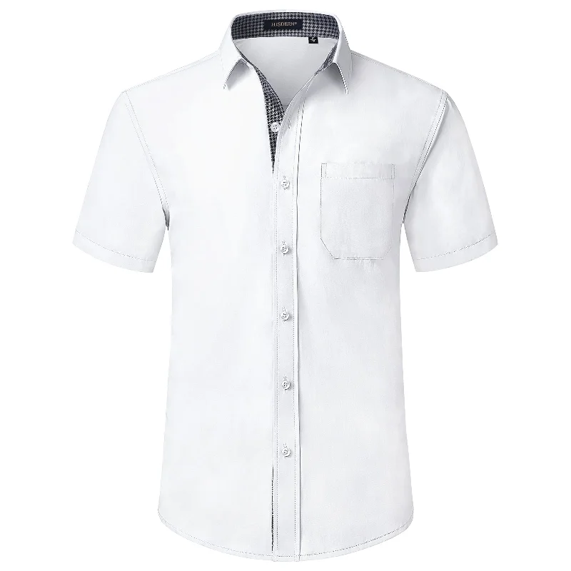 Men's Short Sleeve Shirt with Pocket - B1-WHITE