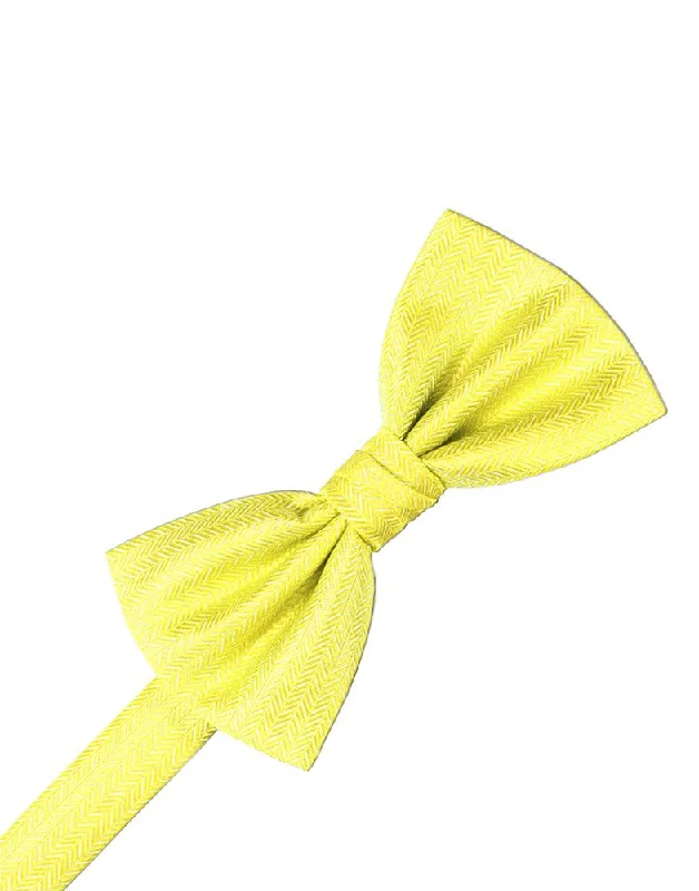 Lemon Herringbone Bow Tie