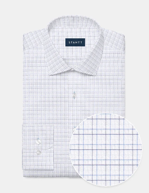 Wrinkle-Resistant Poplin - Tonal Blue Classic Tattersall