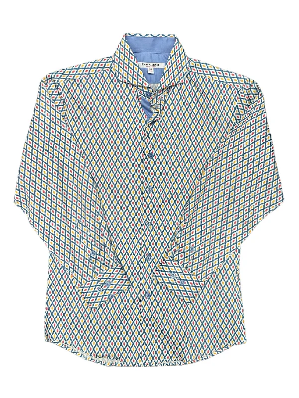 Isaac Mizrahi Boys Diamond Circle Long Sleeve Shirt - Multi Color