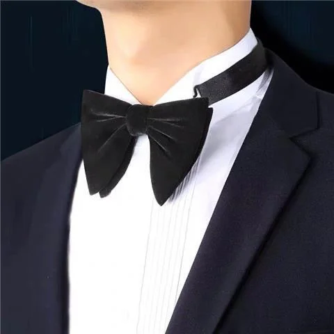 Mens Pre-Tied Oversized Velvet Bow Tie