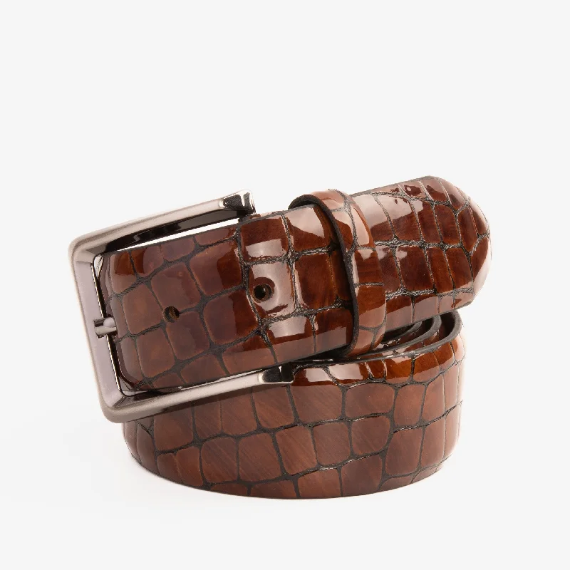 The Cordova Brown Patent Leather Belt