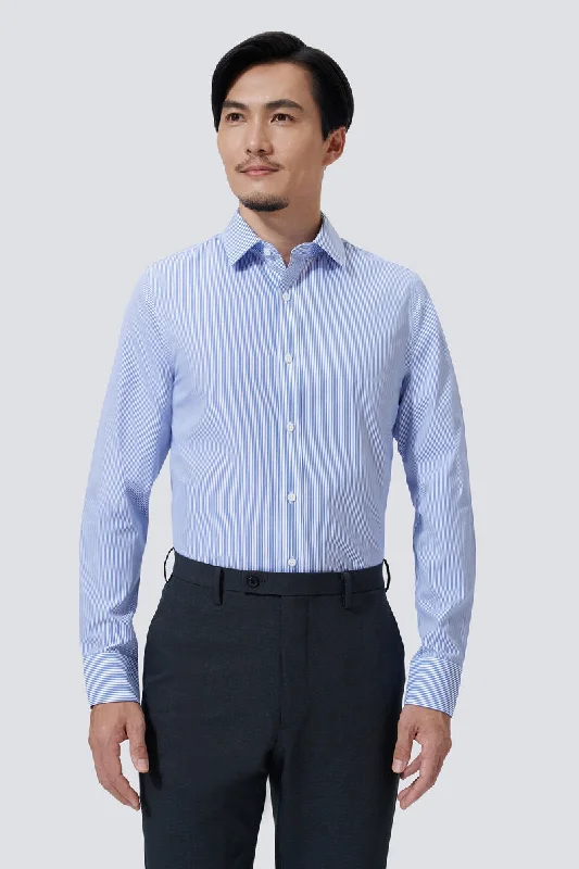 Wrinkle-Free Poplin Dress Shirt | Blue Stripes 10772N