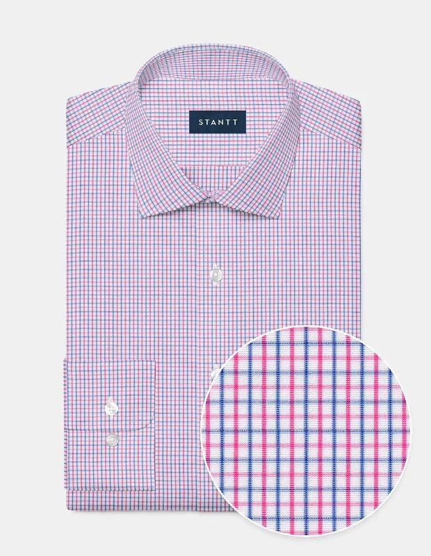 Wrinkle-Resistant Poplin - Pink and Light Blue Tattersall