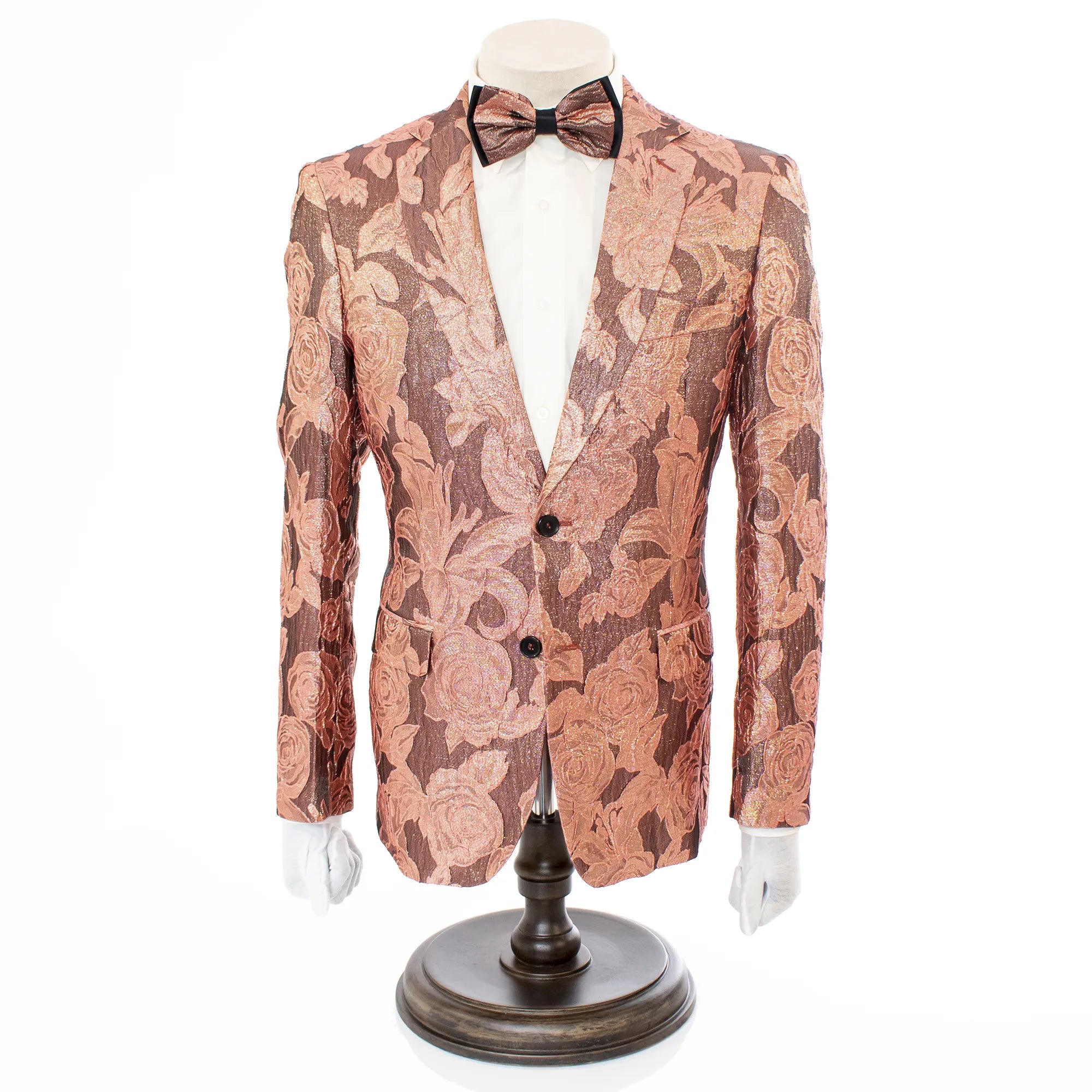 Dusty Rose Floral 2-Piece Suit With Notch Lapels