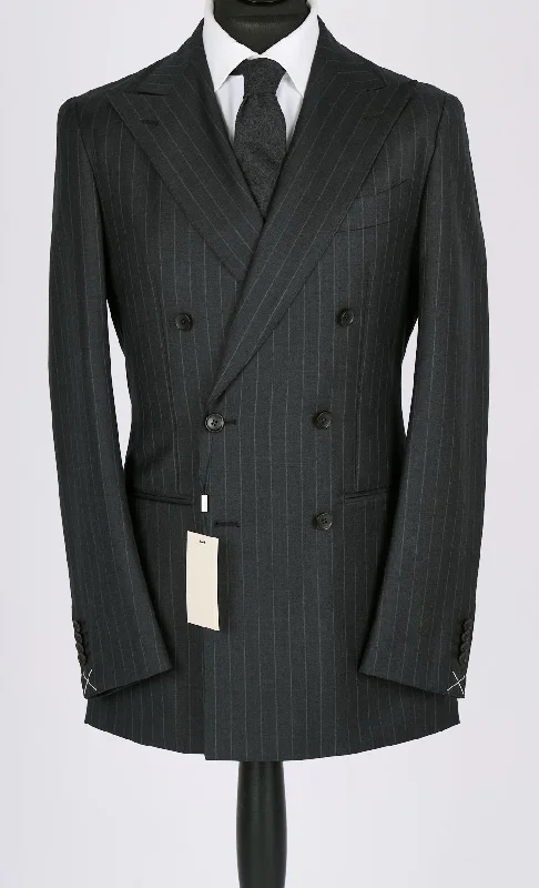 New Suitsupply Havana Dark Gray Stripe Pure Wool Super 110s DB Suit - Size 38R and 40L