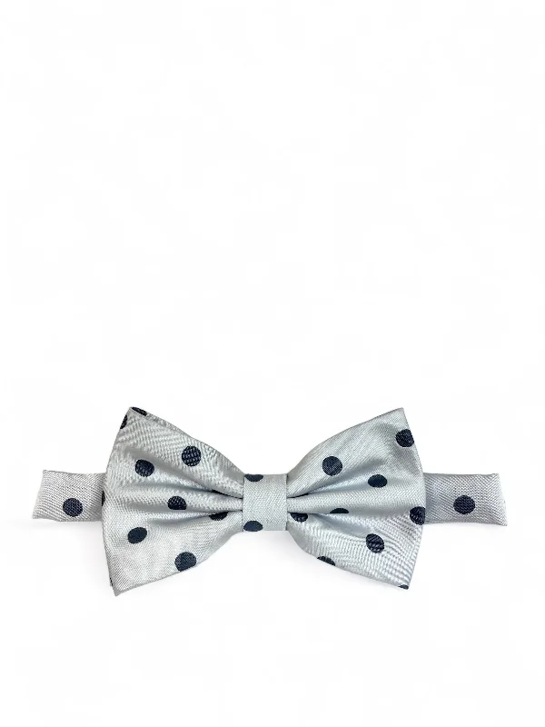 Silver Grey Polka Dot Bow Tie and Pocket Square