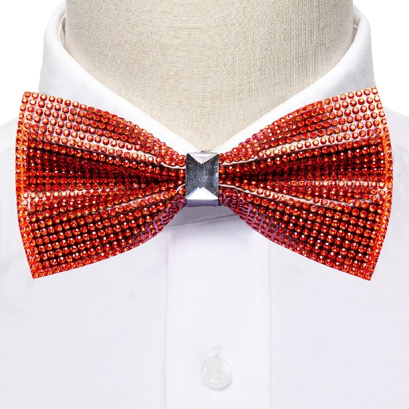 Shining Red Rhinestones Pre-tied Bowties Fashion For Wedding Party