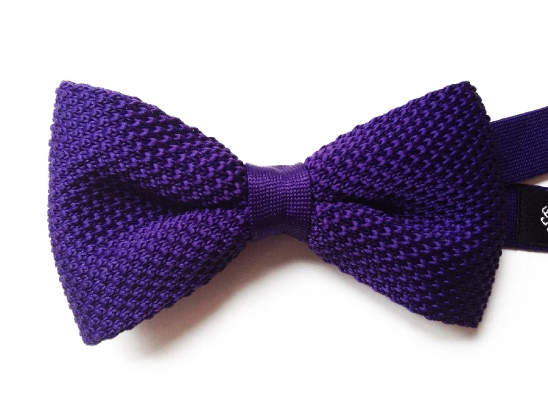 Royal Purple Knit Pre-tied Bow Tie