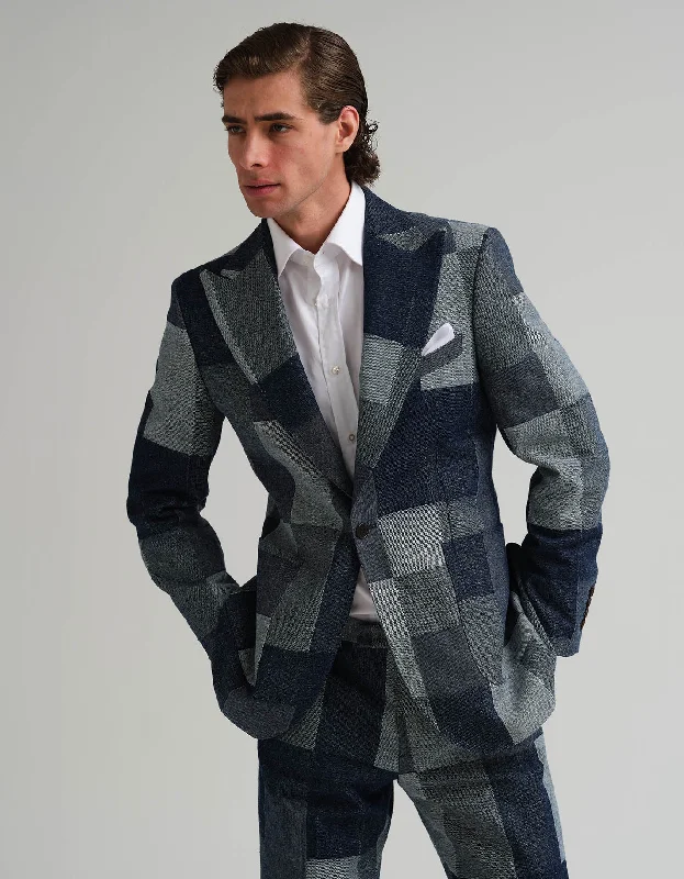 Denim Check 2 Piece Suit GOLD