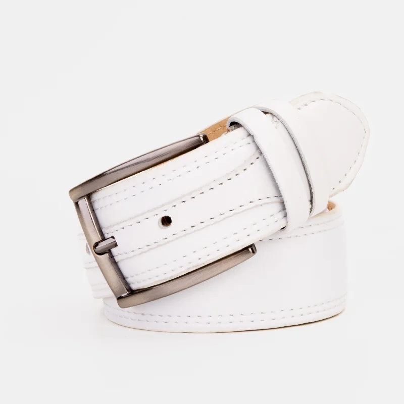 The Lexington White Leather Belt