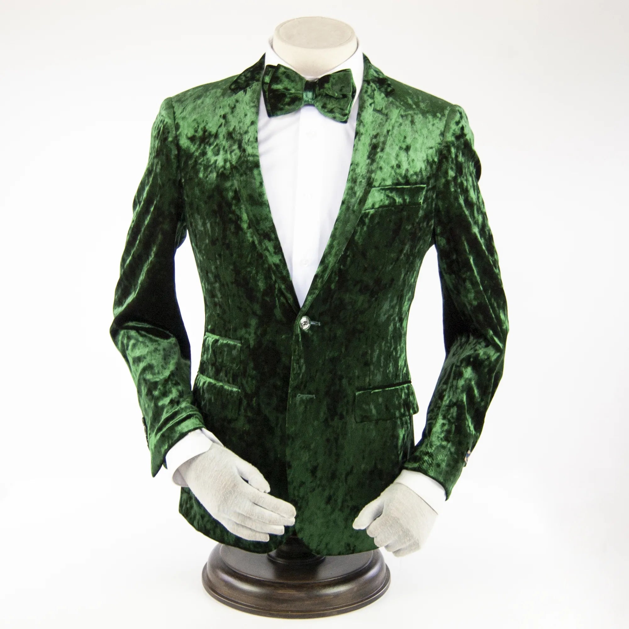 Green Crushed Velvet 2-Piece Slim-Fit Suit