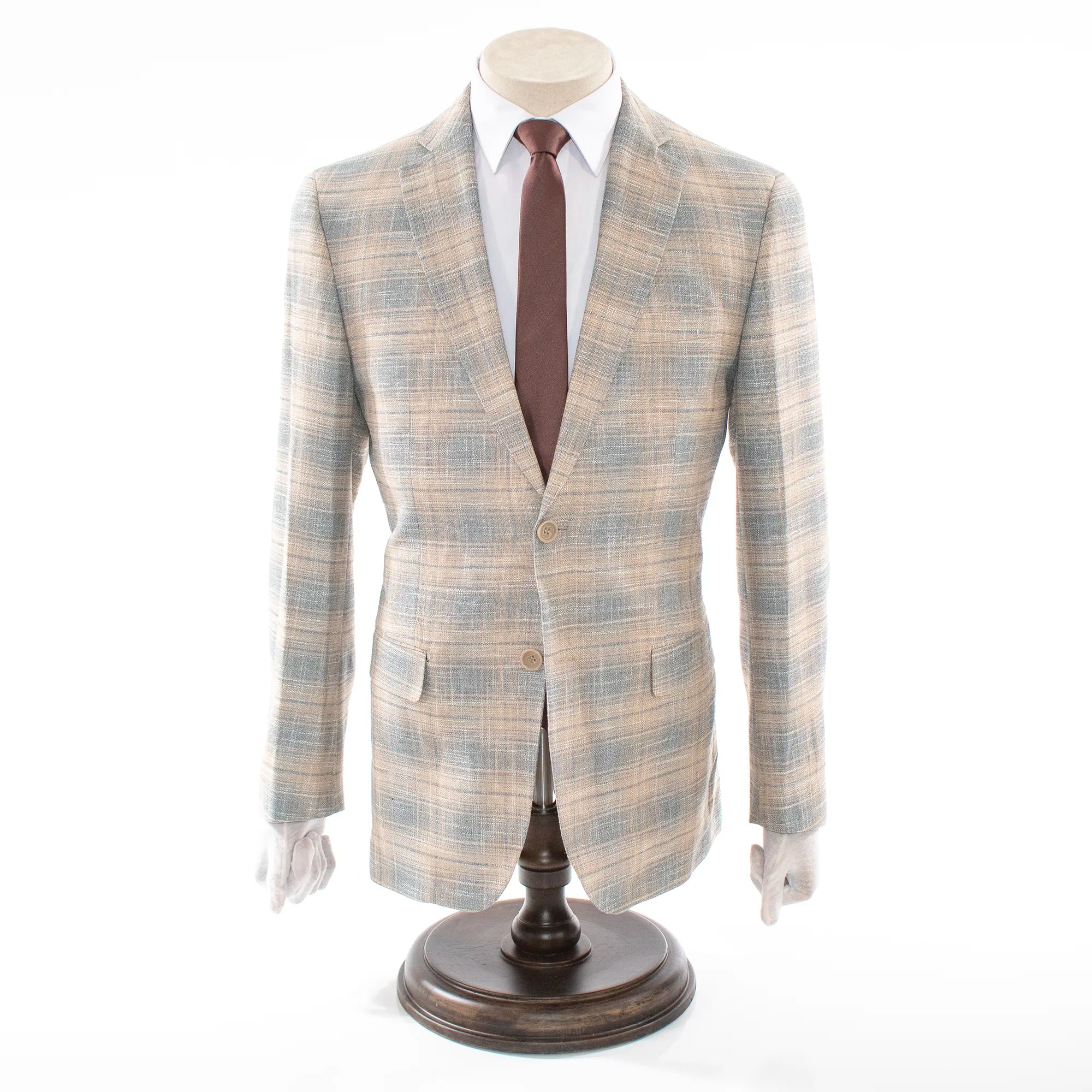 Gray and Taupe Plaid 2-Piece Regular-Fit Suit