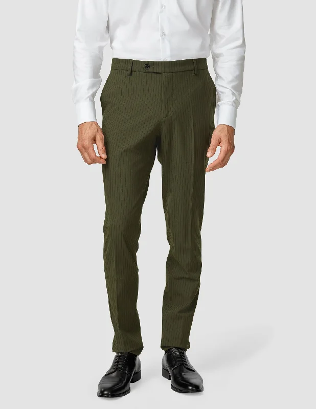 Essential Suit Pants Slim Moss Green Pinstripe