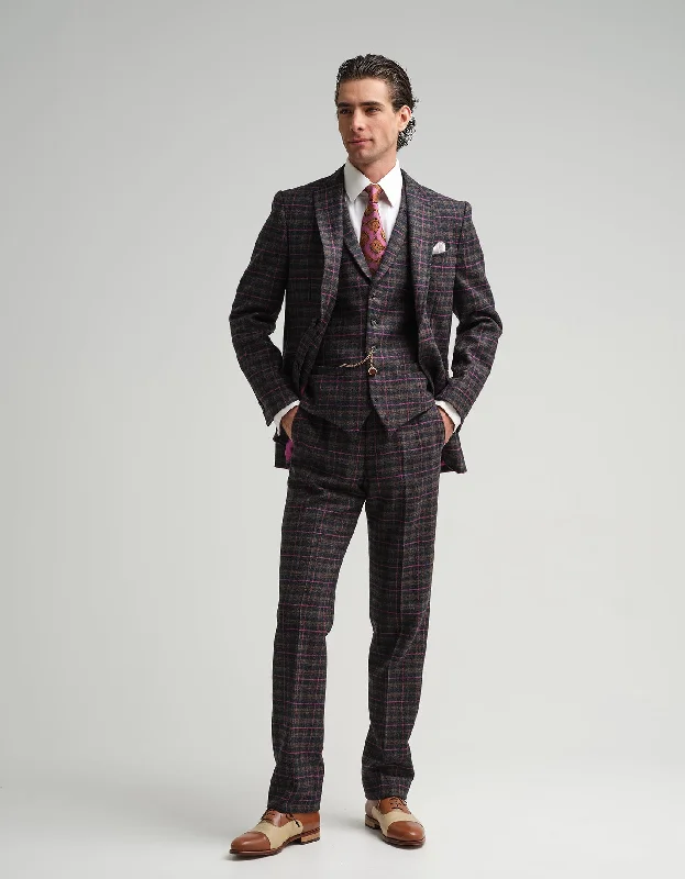 Navy & Pink Tweed Check 2-Piece Suit