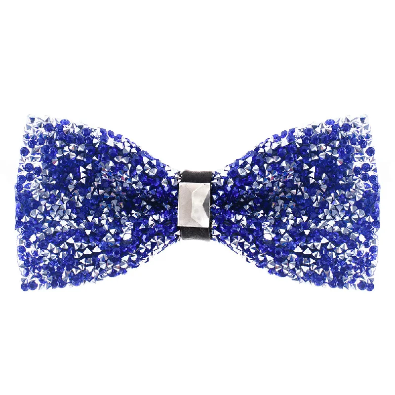 Rhinestone Blue Bow Ties for Men with Adjustable Length