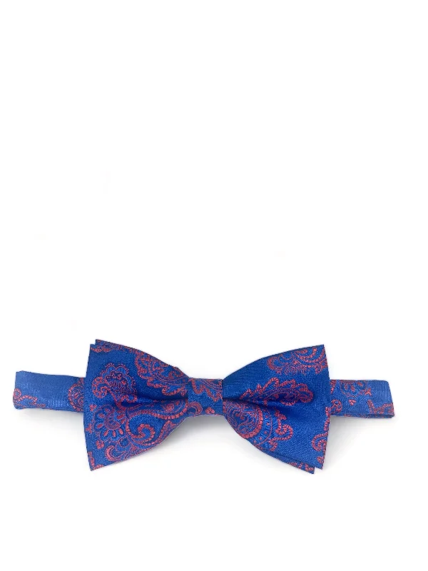 Blue Pink Formal Paisley Bow Tie