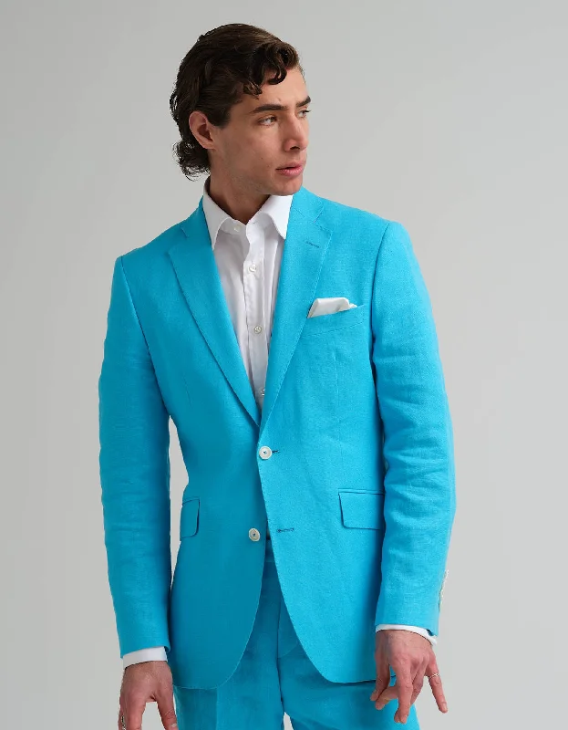 Turquoise Linen 2 Piece Suit