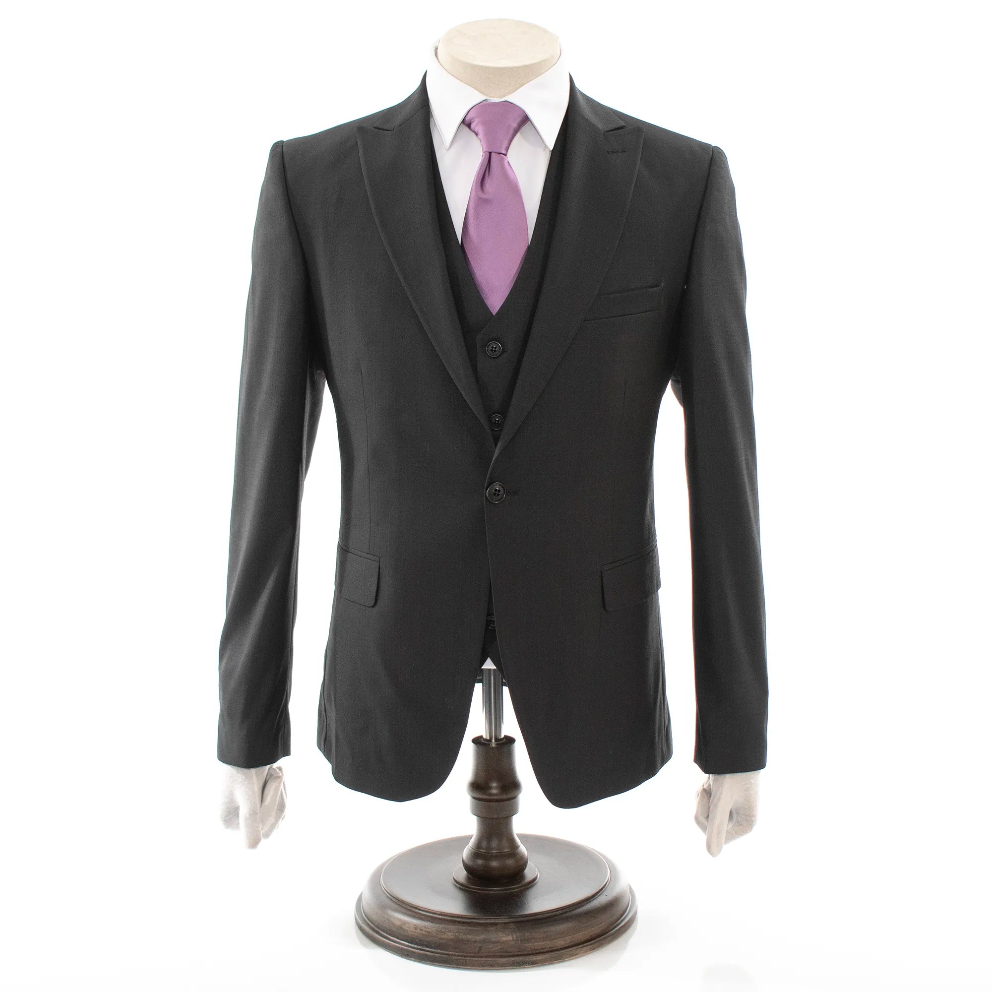 Pierce | Black Twill With Black Vest 3-Piece Slim-Fit Suit