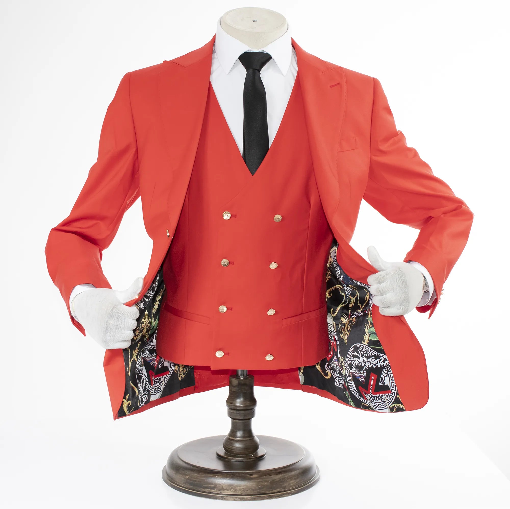 Coral 3-Piece Slim-Fit Suit with Gold Buttons