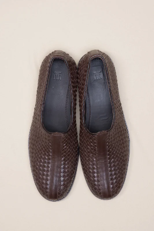 Tan Textured Pattern Leather Shoes