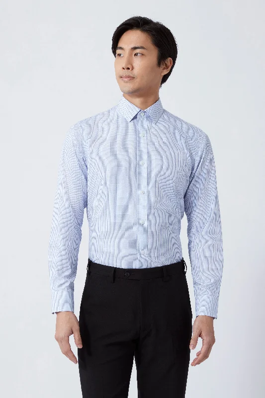 Wrinkle-Free Poplin Dress Shirt | Blue Check 15104N