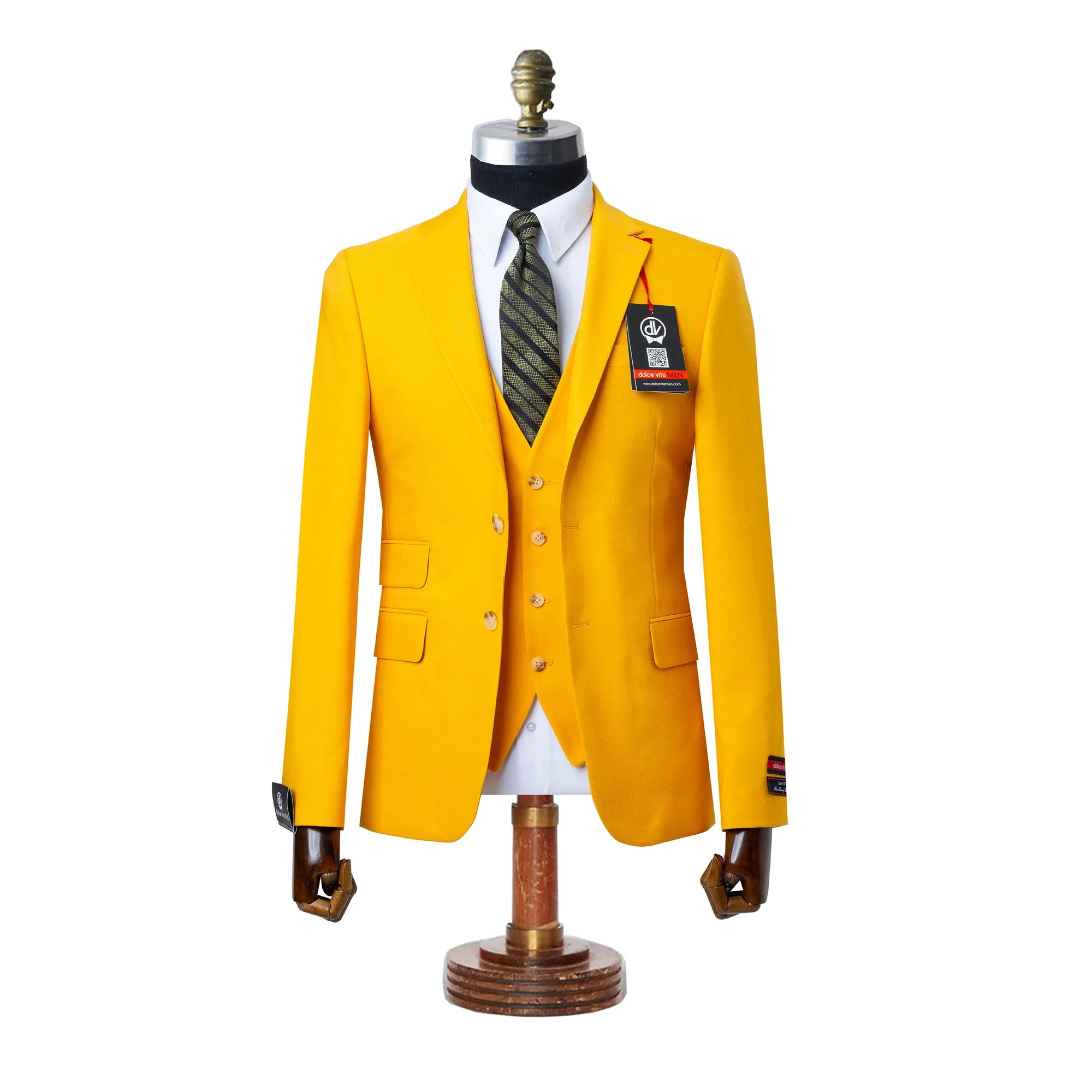 Ezekial | Mustard Solid 3-Piece Tailored-Fit Suit