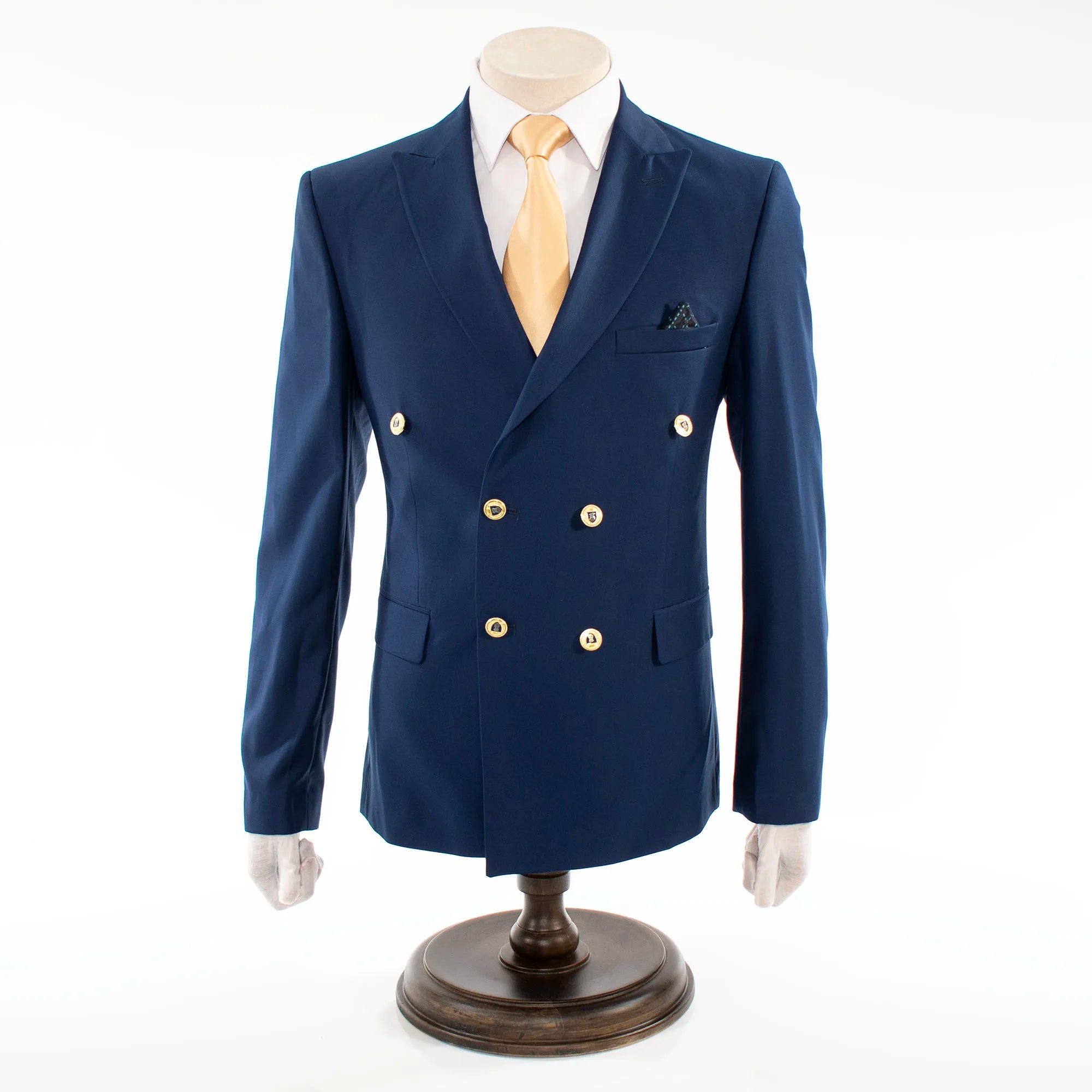 Navy Blue Double-Breasted 2-Piece Tailored-Fit Suit