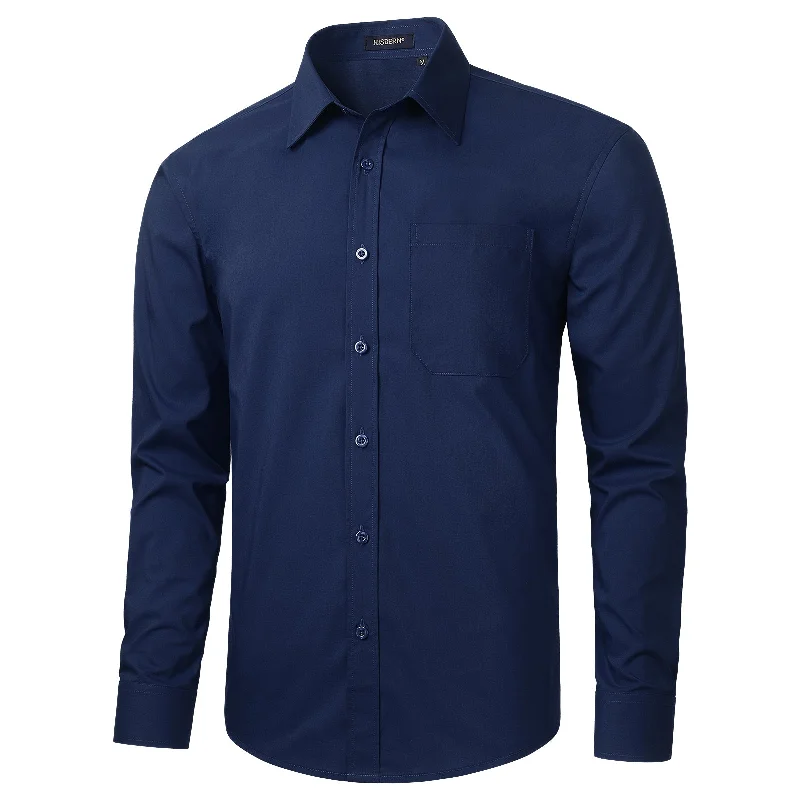 Men's Dress Shirt with Pocket - NAVY BLUE