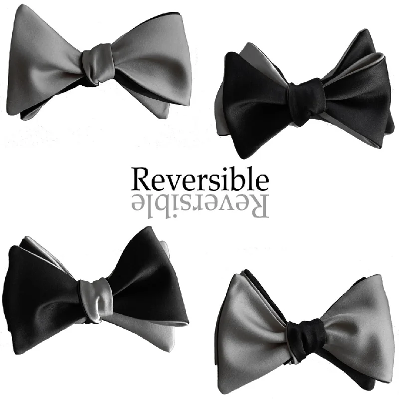 Black & Slate Grey Butterfly Bow Tie