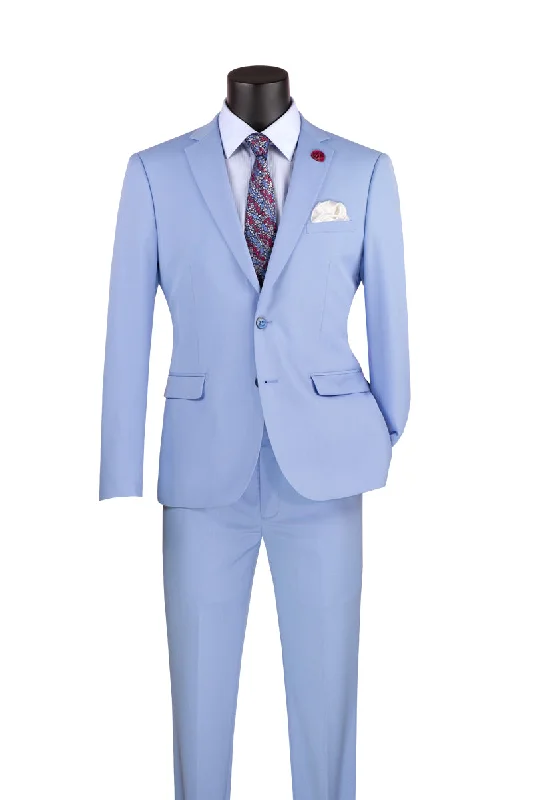 Ultra Slim Fit 2 Piece Suit Stretch Fabric in Solid Light Blue